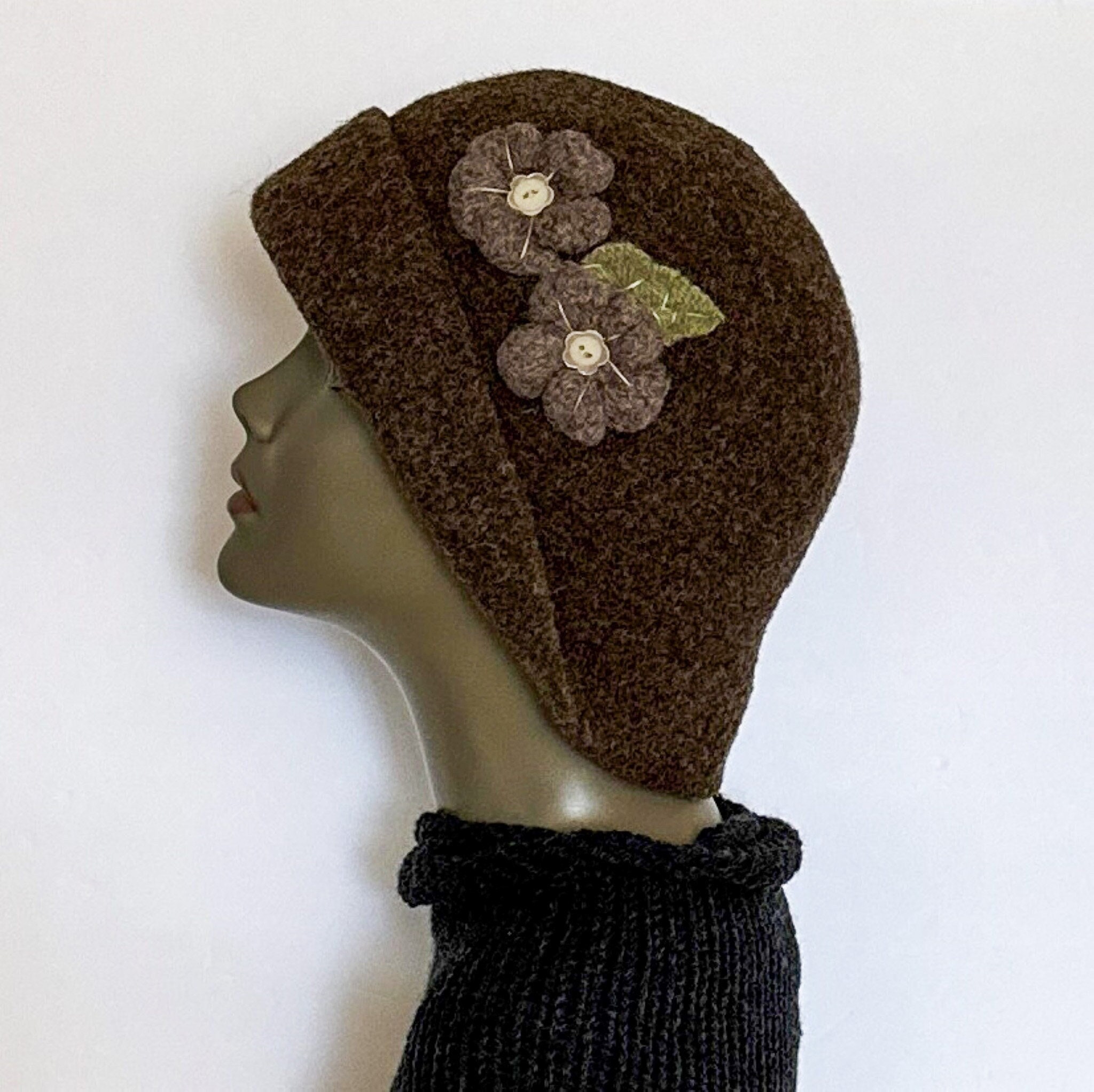 Wool Felted Hat Womens Winter Cloche Womens Cap Gifts for  display picture 2