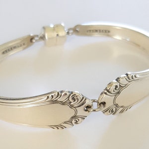Handmade Jewelry Spoon Bracelet Bridesmaid Gifts Wedding Gifts Mother&#39;s Day Gifts for Her Cavalier 1938 Vintage Jewelry Antique Silver Plate