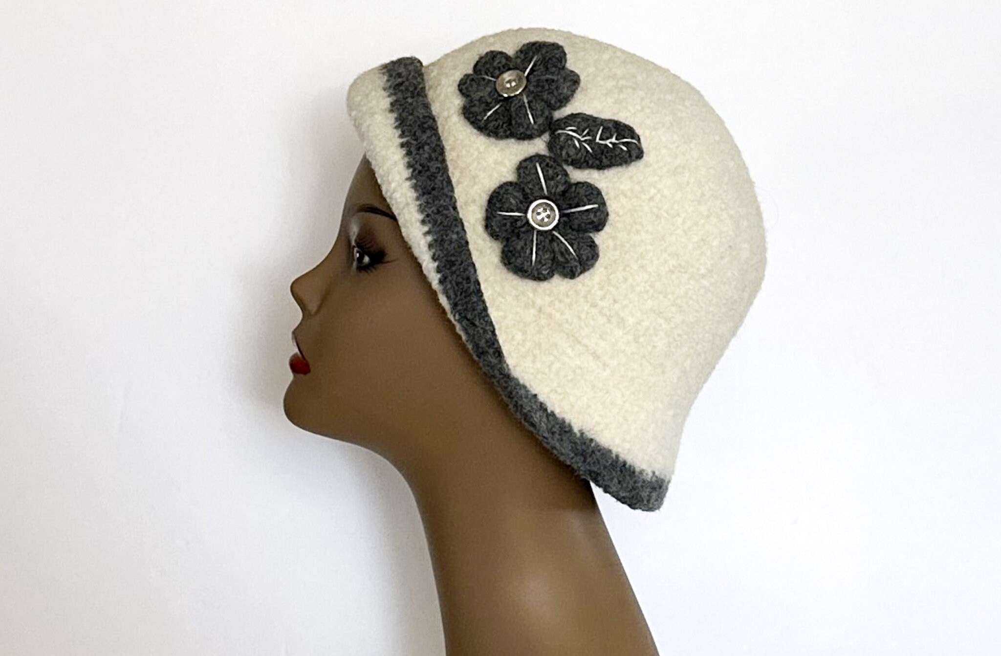 FELTED WOOL CLOCHE HAT UNIQUE GIFT FOR WOMEN sur la tete | Chloe Wool Felt Cloche Hat – Village Hat Shop main image 3