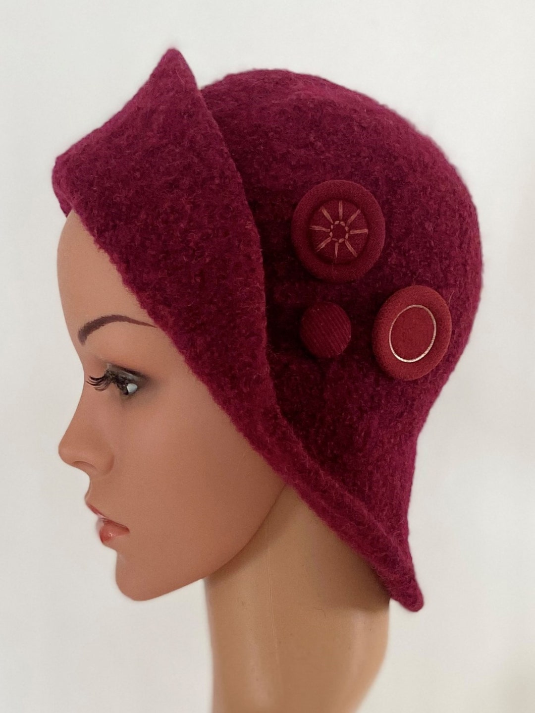 Wool Felted Hat Womens Wool Cloche Handmade Gifts Winter Hat  display picture 3