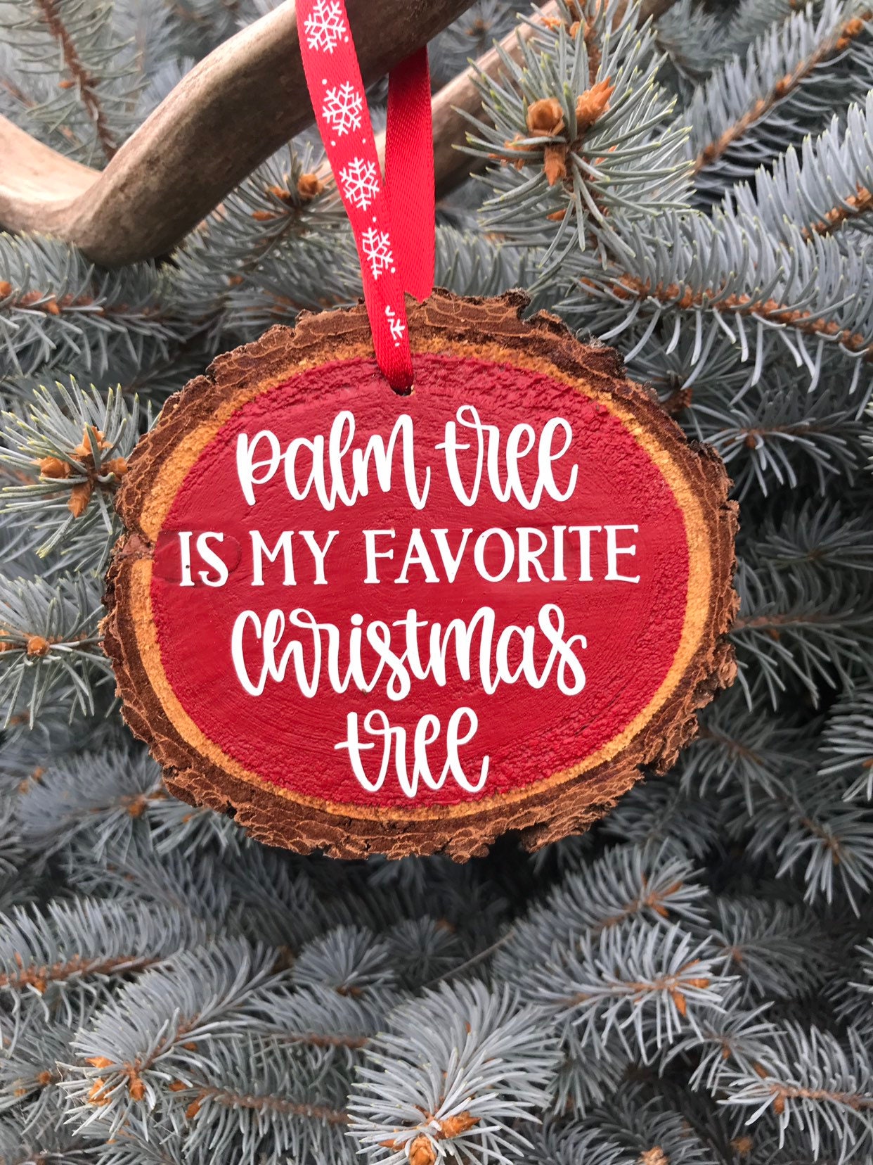 Wood Slice Christmas Ornament Palm Tree Christmas Tree Wood Etsy