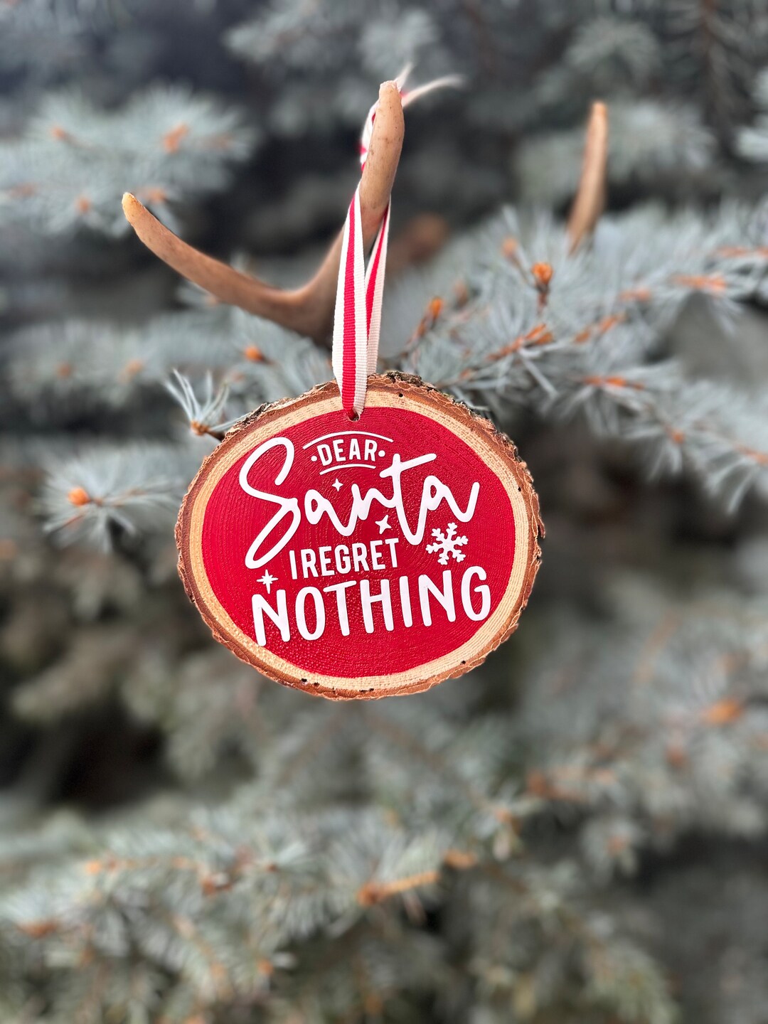 Dear Santa I Regret Nothing Wood Slice Christmas Ornament, Dear Santa ...