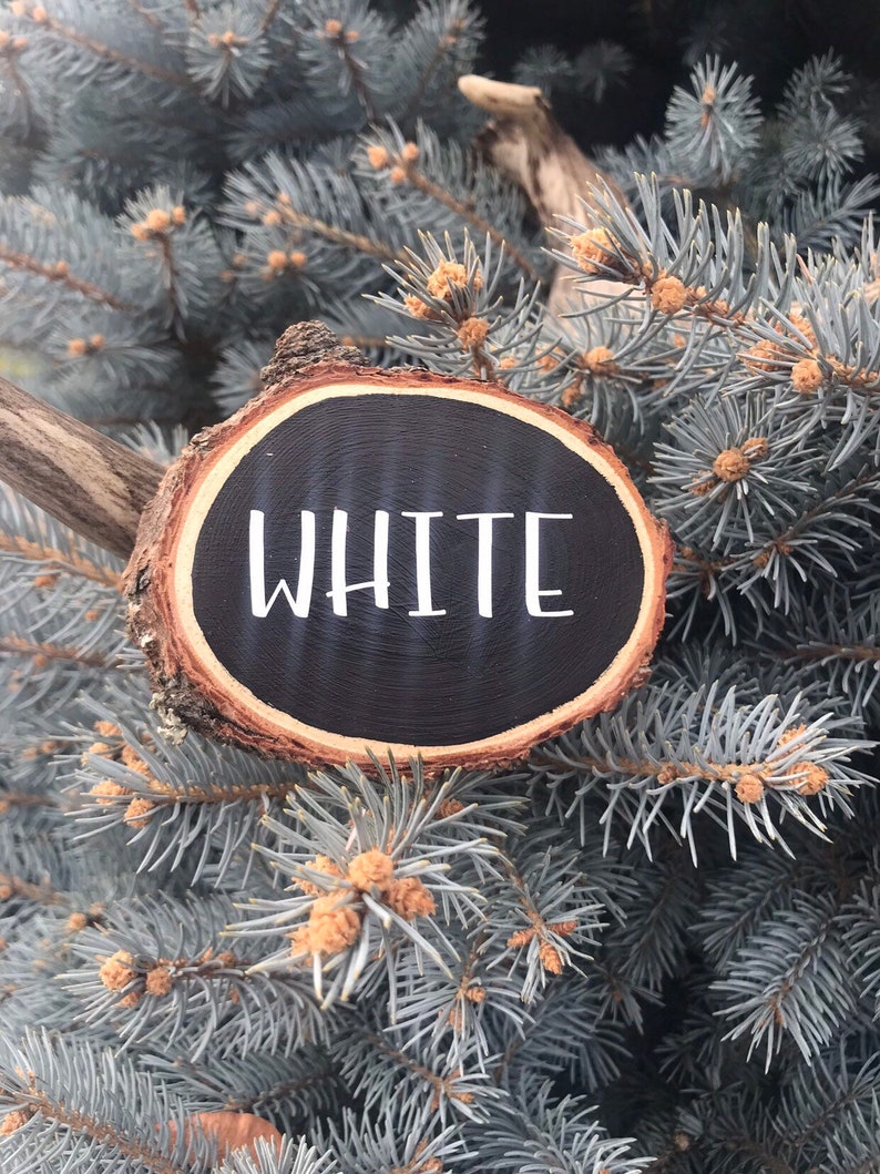 Merry Christmas & A Happy New Year Wood Slice Christmas Ornament, Merry Christmas and a Happy New Year Wood Slice Ornament White on Black