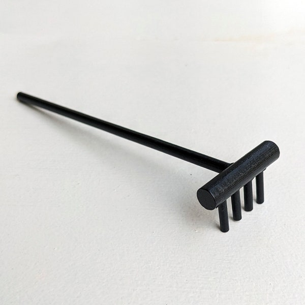 Mini Zen Garden Rake Wood Rake Sand Garden Accessory - Miniature Rake Black Mini Garden Tool - Fairy Garden Tool Desktop Sand Garden Tool