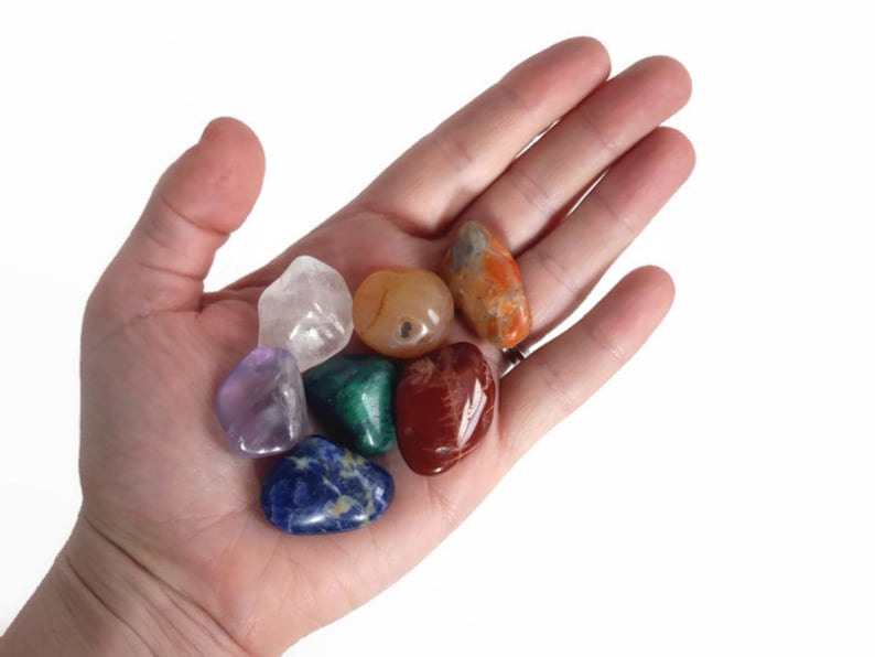 Chakra Stones Mini Zen Garden Healing Crystals and Stones Set Chakra Balancing Zen Box Chakra Decor Meditation Table Chakra Crystals image 4