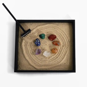 Chakra Stones Mini Zen Garden Healing Crystals and Stones Set Chakra Balancing Zen Box Chakra Decor Meditation Table Chakra Crystals image 3