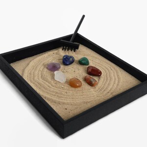 Chakra Stones Mini Zen Garden Healing Crystals and Stones Set Chakra Balancing Zen Box Chakra Decor Meditation Table Chakra Crystals image 1