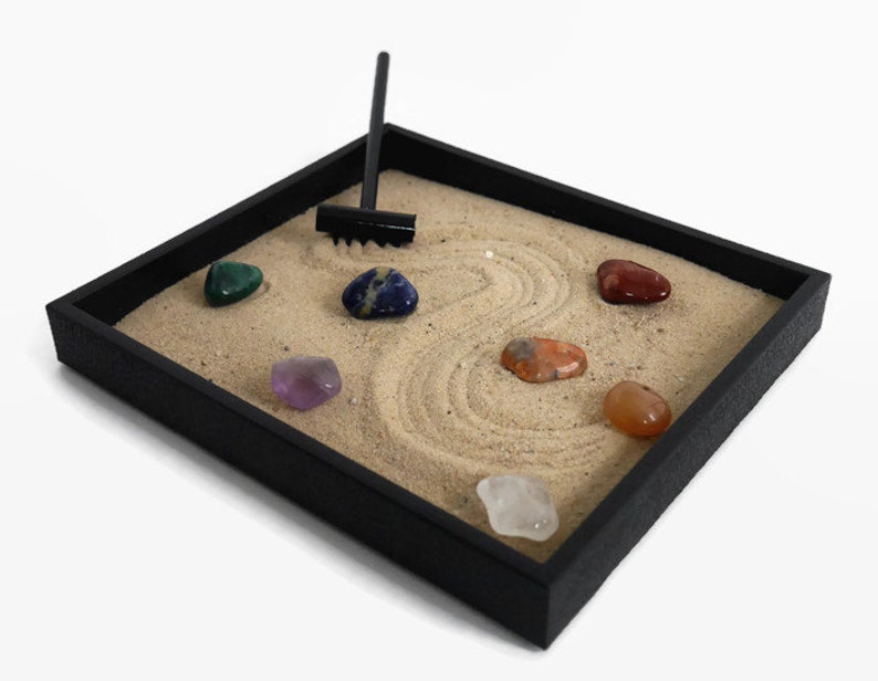 Chakra Stones Mini Zen Garden Healing Crystals and Stones Set Chakra Balancing Zen Box Chakra Decor Meditation Table Chakra Crystals image 5