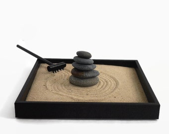 Office Decor Desk Accessories Stacked Stones Mini Zen Garden Relaxation Gifts - Stress Relief Kit Stackable Smooth Stones Zen Garden Kit