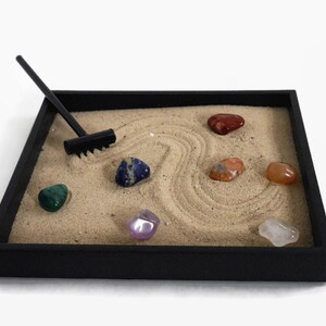 Chakra Stones Mini Zen Garden Healing Crystals and Stones Set Chakra Balancing Zen Box Chakra Decor Meditation Table Chakra Crystals image 2