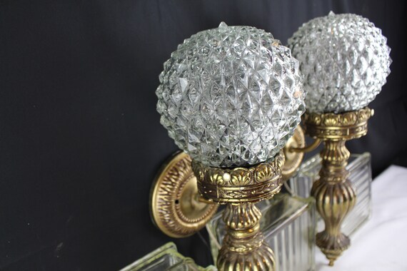 Mid Century Brass and Glass Torch Sconces Loevsky /& Loevsky White Metal Castings