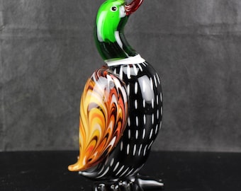 Murano Art Glass Mystery Duck Figurine Pulled Feather Wings