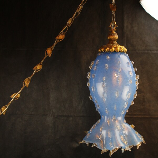 Swag Lamp Murano Glass 1930's Barovier and Toso-Medusa Pattern-Tony Heinz OOAK Interior Design Home Lighting Decor