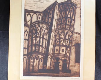 Karl J Moehl Signed Etching Pisa Baptistery Italy Architecture Print 19x13 Proof