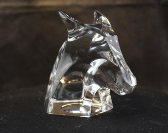 Vintage French ‘Saint-Louis Cristal’ Bull/Steer Head Paperweight Figurine-Home Decor Collectible Gift