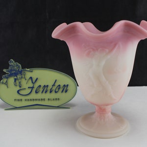 Fenton Glass Satin Rosaline Pink Dancing Ladies Vase FFOGKC-Interior Home Decor