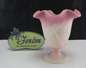 Fenton Glass Glossy Rosaline Pink Dancing Ladies Vase FFOGKC-Interior Home Decor