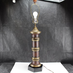 Table Lamp Asian Decor Bamboo Style Bronze and Wood-Interior Home Lighting and Decor