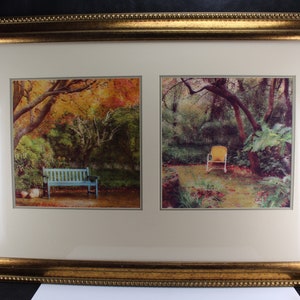 Art Print Fall Foliage Park Bench Old Chair Interior Wall Decor Framed