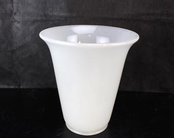 Antique Fenton Moonstone White Opalescent Flip Vase 1909 EAPG Trumpet 6.25 Inch