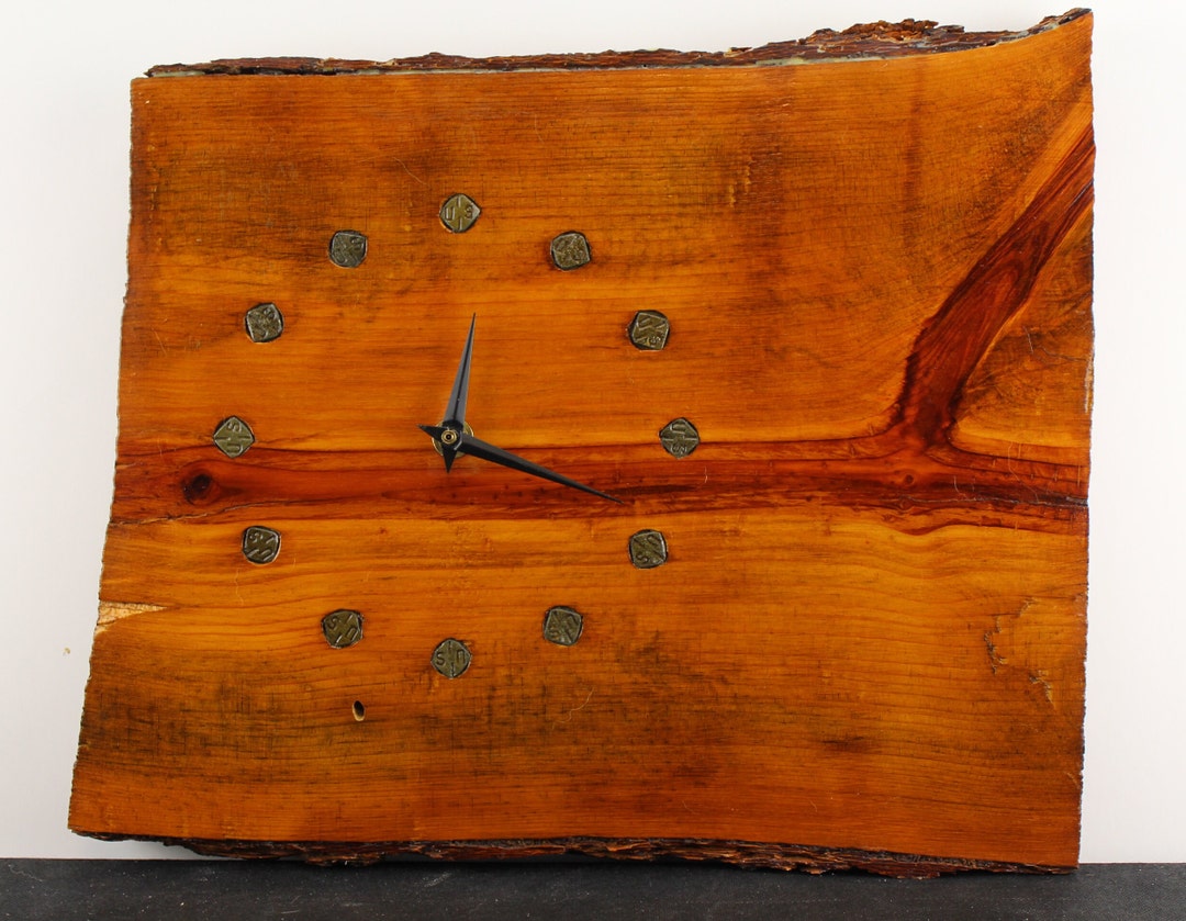 Wall Clock Natural Wood Pondarosa Pine Beatle Killinterior Etsy
