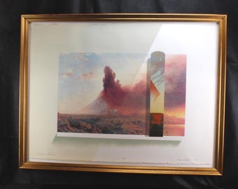 Framed 1985 Hand Print Workshop Reflective Distance Frederic Church Cotopaxi Print 26x34