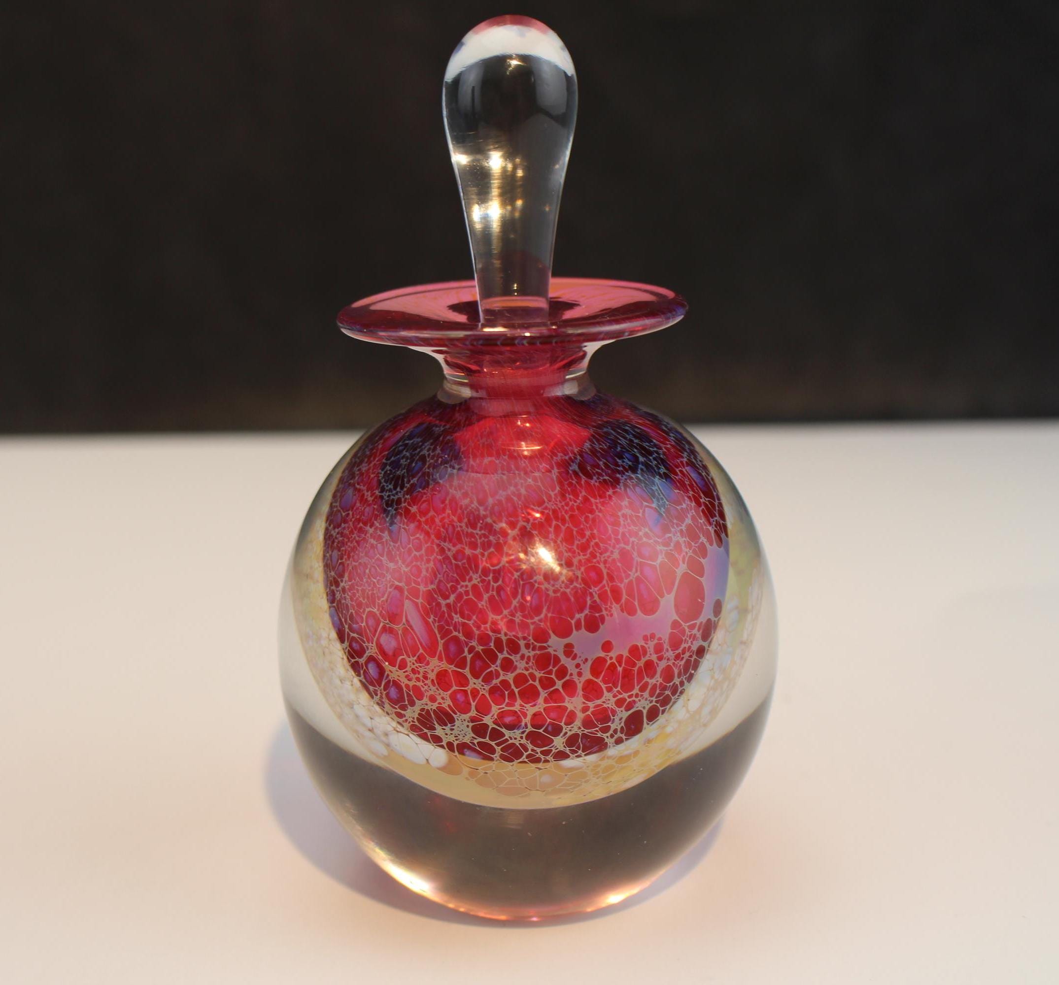 Hand Blown Studio Glass Perfume Bottle: Robert Burch 'veil' Series