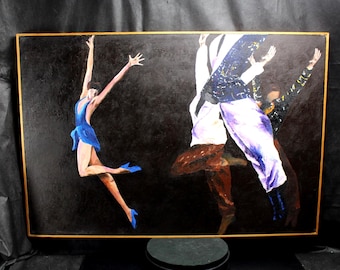 Mid-Century Modern Dance Oil Painting | 24" x 36" Hand-Stretched Canvas Wall Art