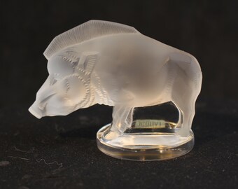 Vintage LALIQUE Wild Boar, Wild Pig or Razorback Figurine Paperweight 3.5"-Collectible Interior Design Home Decor