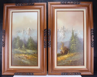 Pair Impressionist Landscape Oil Paintings Decorative Art-Interior Home Wall Decor