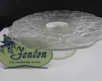 Fenton Art Glass Crystal Velvet Water Lily Large Cake Stand-Collectible Satin Cake Plate-Interior home decor