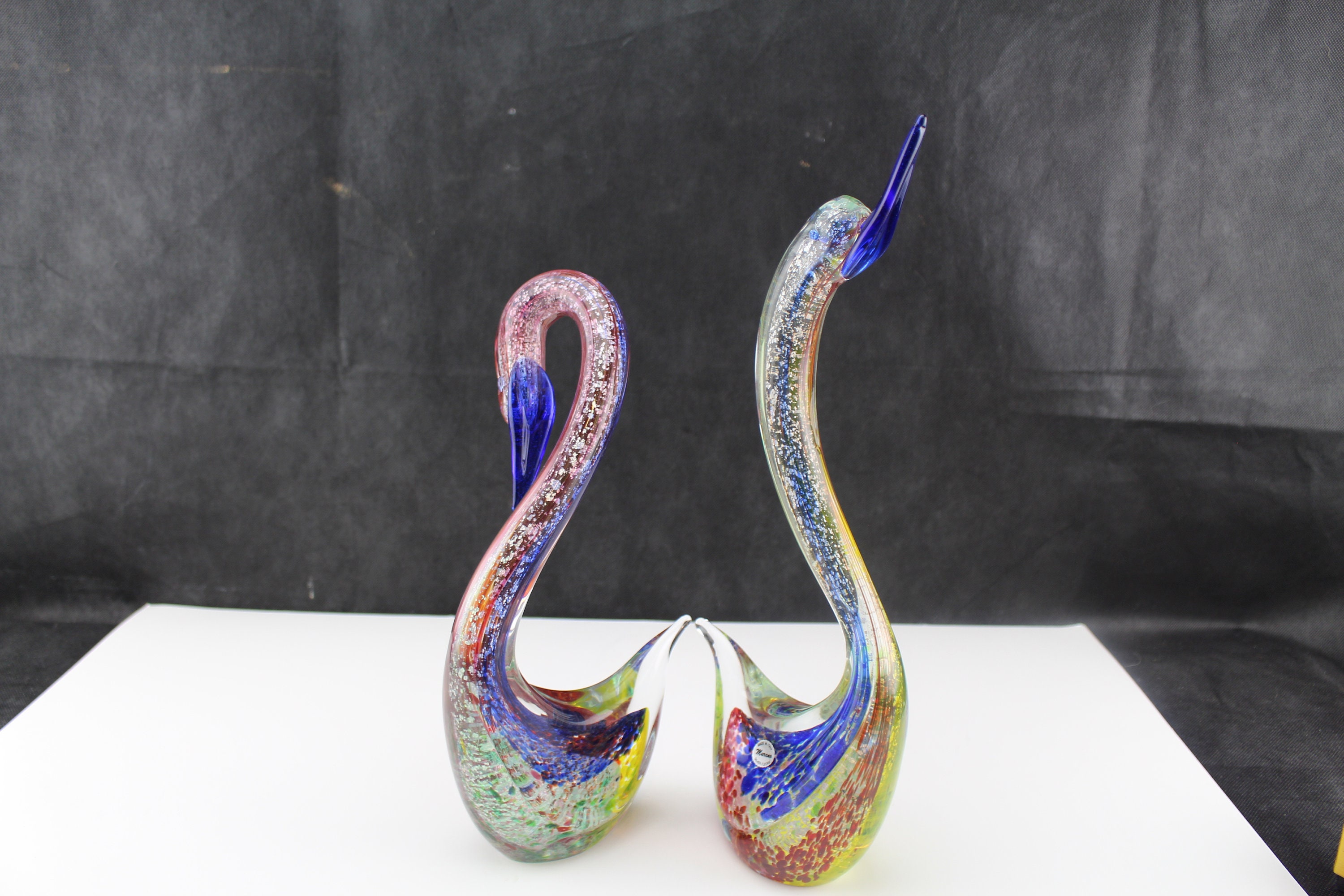 ムラーノガラスの置物 白鳥/鳥 - ゼインシルバーフレックス - サイン