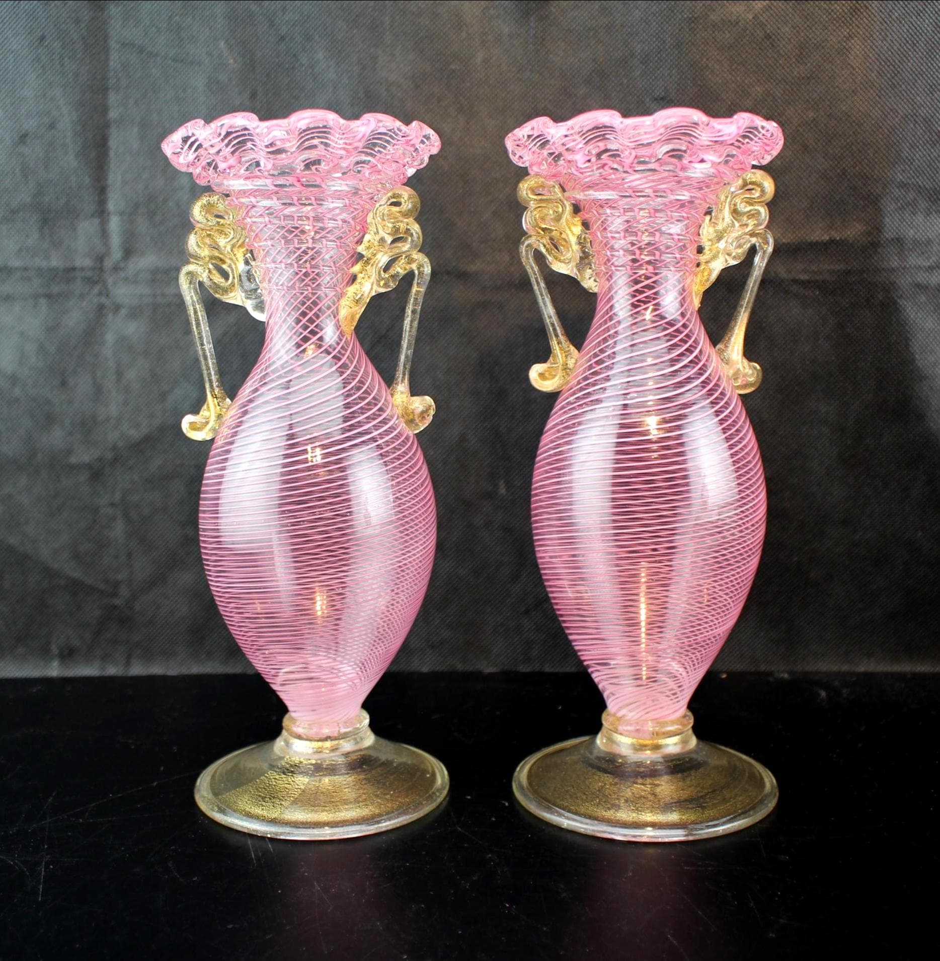 値下！【VINTAGE】MURANO フラワー　ベース　ピンク Pink Murano Vase - Etsy