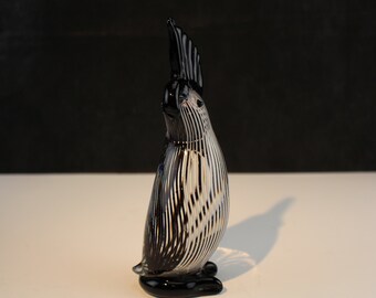 Murano Mezza Filigrana Striped Cockatoo Figurine Dino Martins-Collectible Interior Home Decor