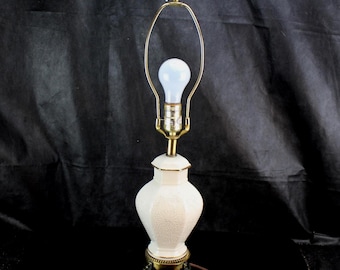 Tyndale Off-White Porcelain Chinoiserie Table Lamp | Embossed Chrysanthemum Flowers
