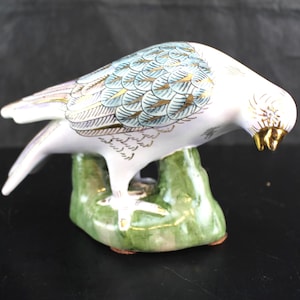 Bird Figurine Porcelain Golden Peony Toyo Chinese Dove/Pigeon Pastel Colors-Collectible Interior Home Decor