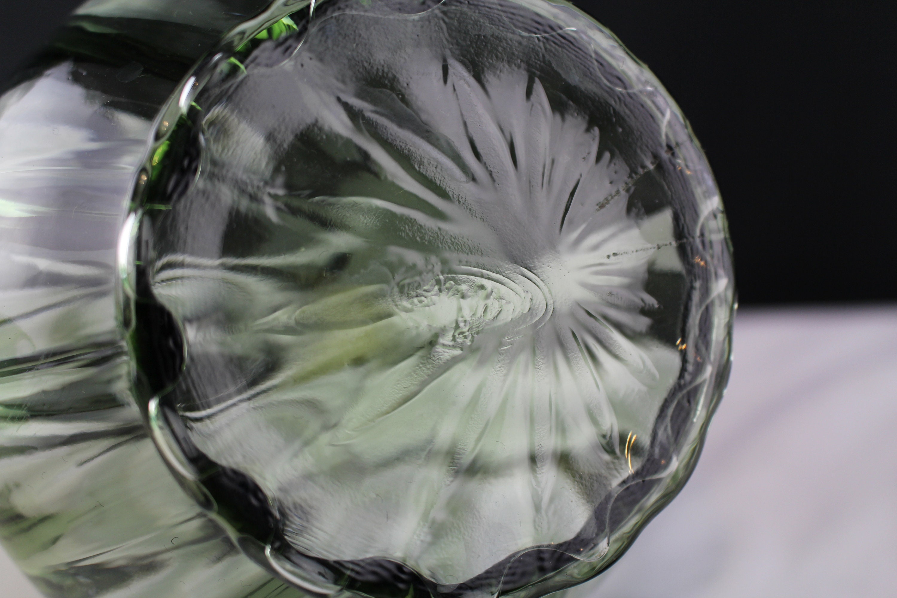 Vintage Fenton Glass Heritage Green Mellon Decanter w/Stopper Etsy