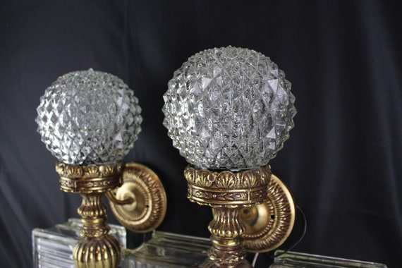 Mid Century Brass and Glass Torch Sconces Loevsky /& Loevsky White Metal Castings