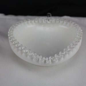 Fenton Glass Silver Crest Milk Glass Heart Shaped Candy/Relish Dish-Collectible Home Decor