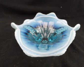 アンティーク ノースウッド ブルー オパール ガラス ビーズ ドレープ