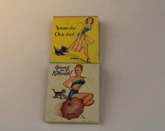 Gas Station Matchbooks Pin Up Girls Set of Two-Entsminger Service Station Lexington Virginia-