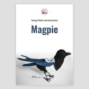 Magpie Sewing Pattern (PDF download) Eclectic Minx Textile Bird Sculpture