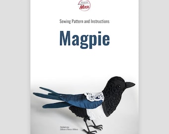 Magpie Sewing Pattern (PDF download) Eclectic Minx Textile Bird Sculpture