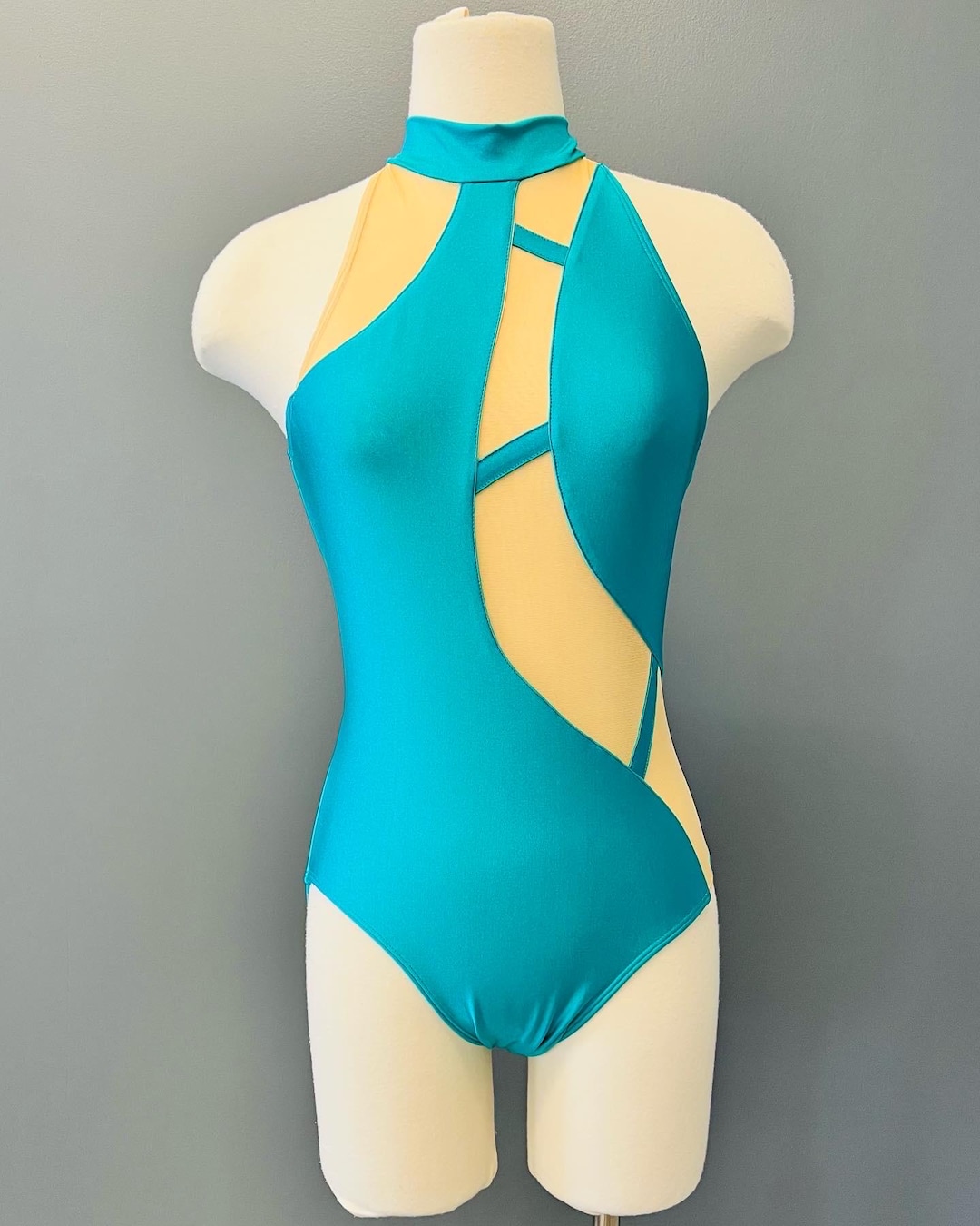 Custom Inked Cold Shoulder Open Back Unitard with incert - Lycra main image 1