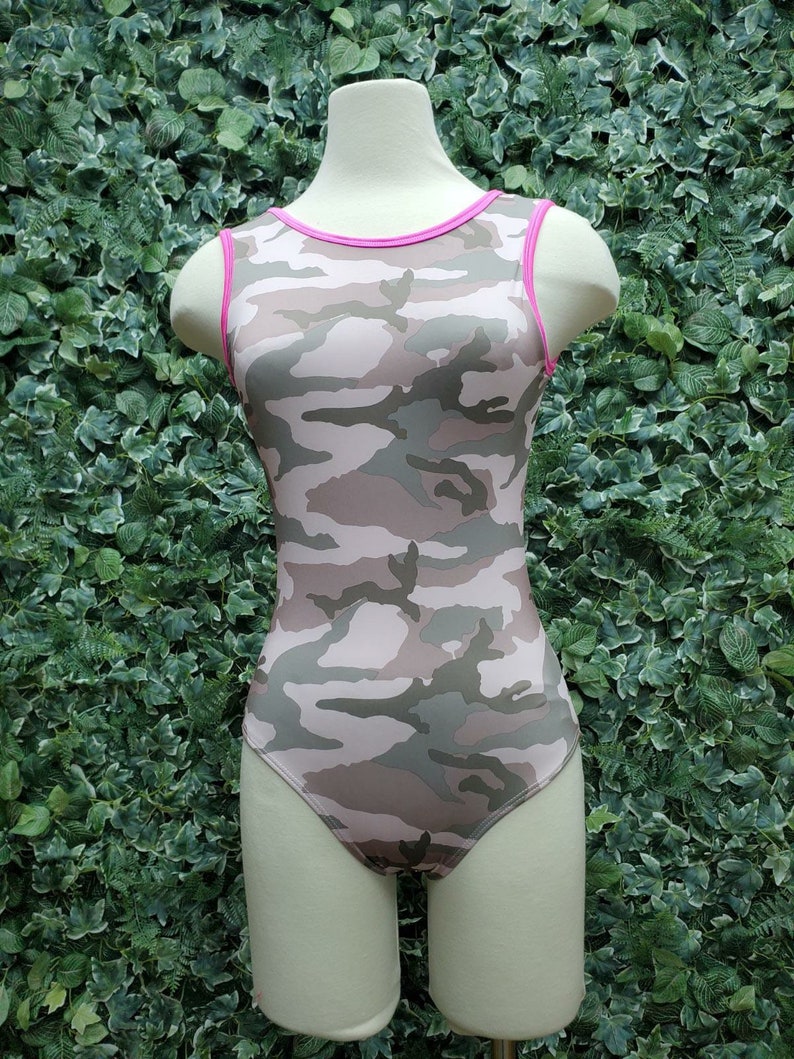 Pink Camo low back dance leotard