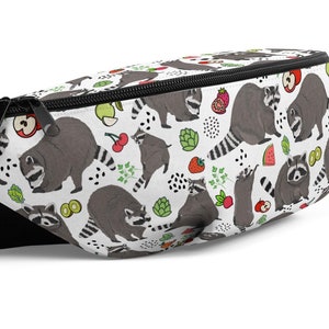 Raccoon Walking Bag / Cartoon Fruits Vegetables Fanny Pack / Waist Belt Bag / Hip Crossbody Bag / Raccoon Accessory Gift Size: M/L