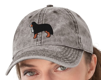 Bernese Mountain Embroidered Dad Hat / Bernese Silhouette Cap / Vintage Style Baseball Cap / Dog Animal Gift / Funny Cute Kawaii Cartoon