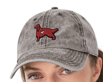 Irish Setter Dad Hat / Embroidered Irish Setter Silhouette Cap / Vintage Style Baseball Cap / Dog Animal Gift / Funny Cute Kawaii Cartoon