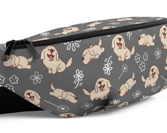 Golden Retriever Walking Bag / Dog Fanny Pack / Waist Flowers Belt Bag / Treats Hip Bag / Crossbody Bag / Golden Retriever Accessory Gift