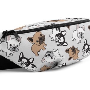 French Bulldog Walking Bag / Frenchie Dog Fanny Pack / Cartoon Print Waist Belt Bag / Treats Hip Bag / Crossbody Bag / France Accessory Gift